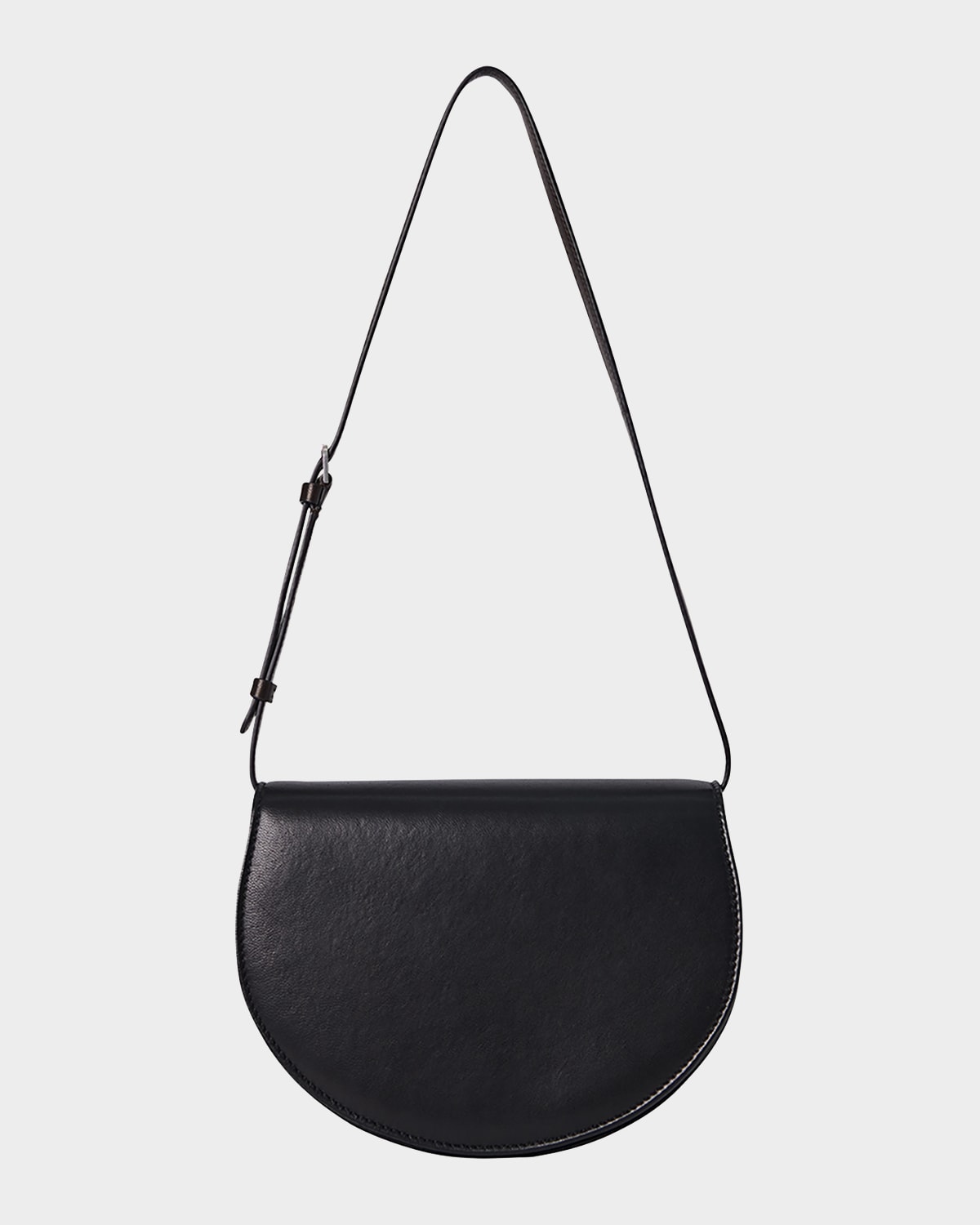 Shop The Row Canteen Saddle Shoulder Bag In Napa Leather In Blans Black Ans