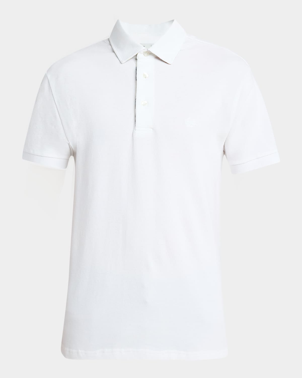 Etro Men Pegaso-embroidered Polo Shirt In White