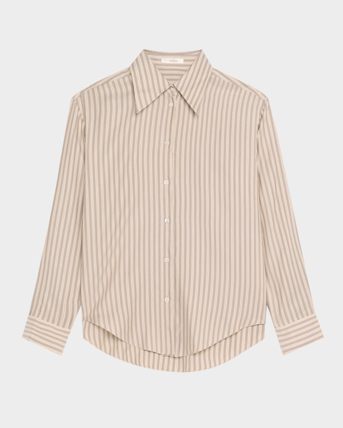 The Row Parave Button Down Silk Blouse In Beigebrown