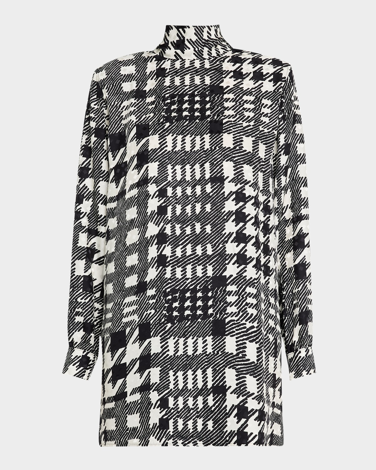 Libertine Peggys Houndstooth Silk Long-sleeve Blouse In Multi