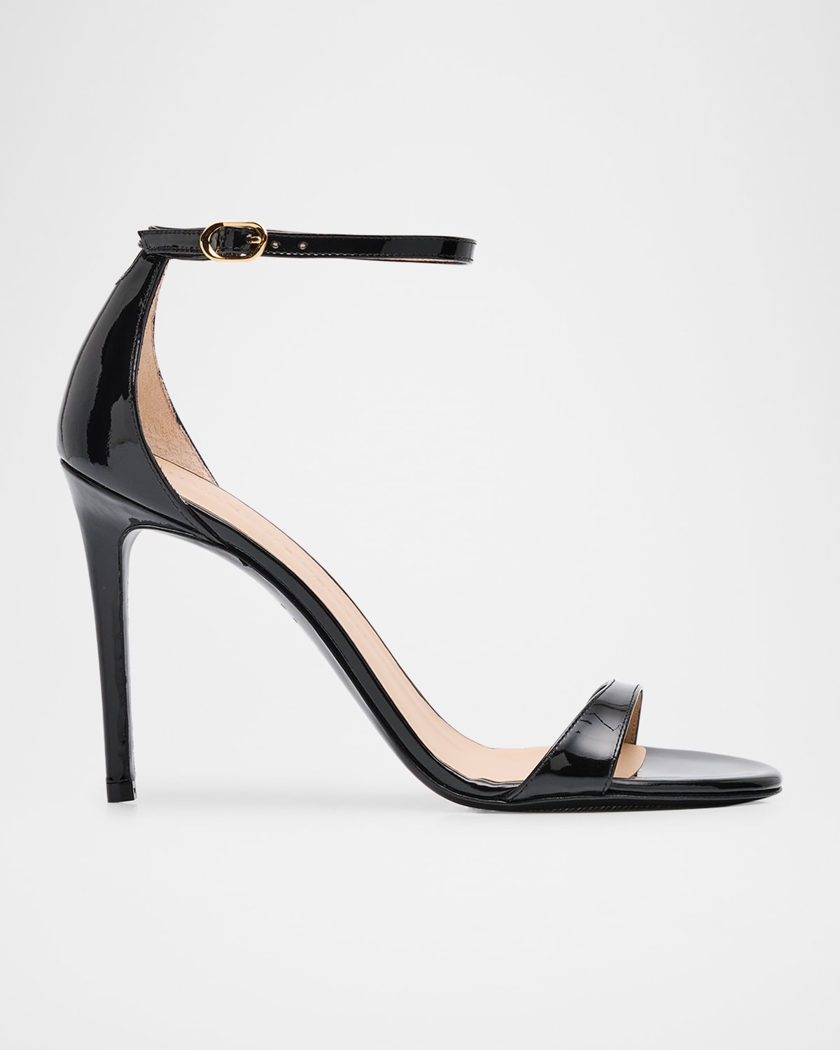 STUART WEITZMAN NUDIST II PATENT ANKLE-STRAP SANDALS 