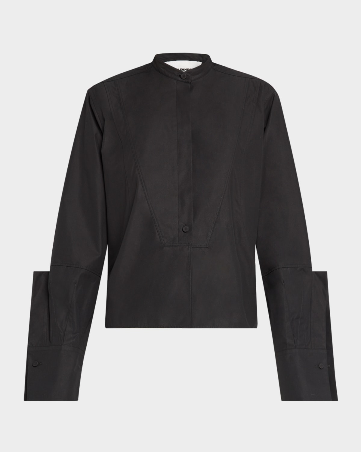 Jil Sander Winged-cuff Button-down Shirt In Black