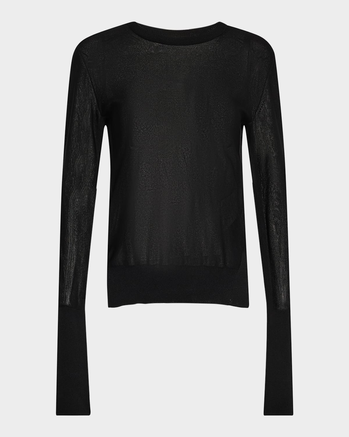 Jil Sander Sheer Knit Crewneck Sweater In Black