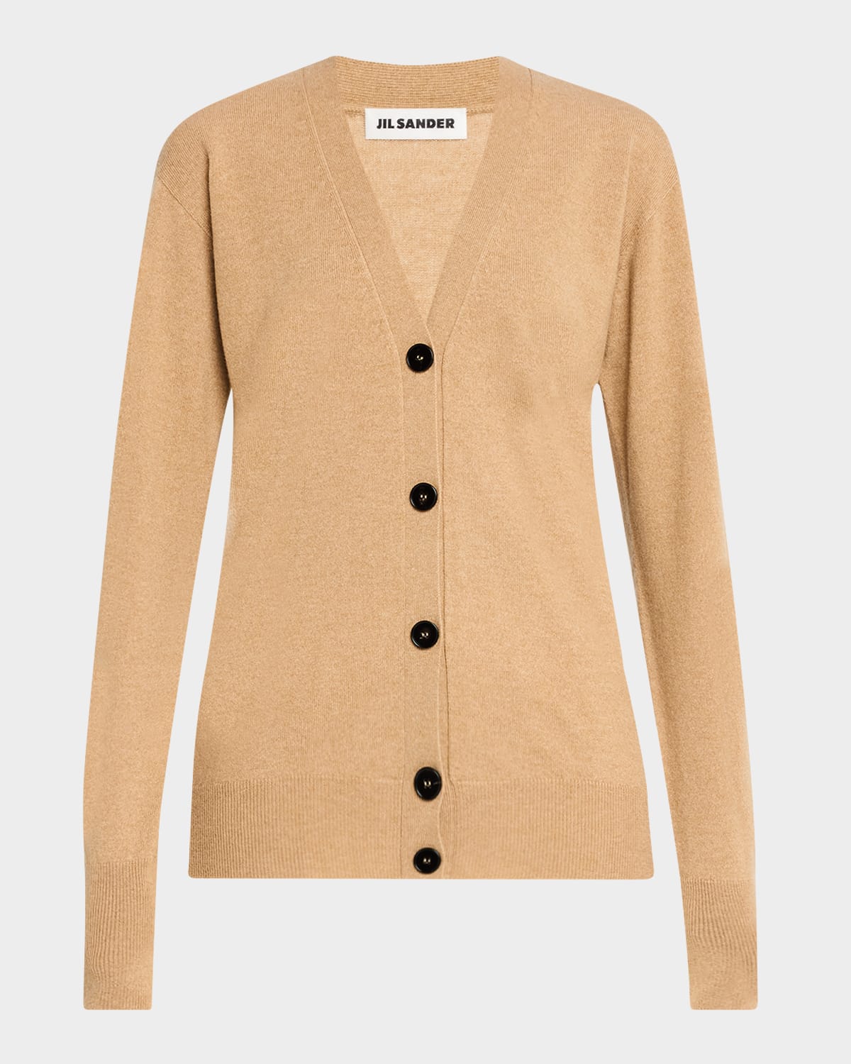 Jil Sander V-neck Cashmere Cardigan In Gold Earth