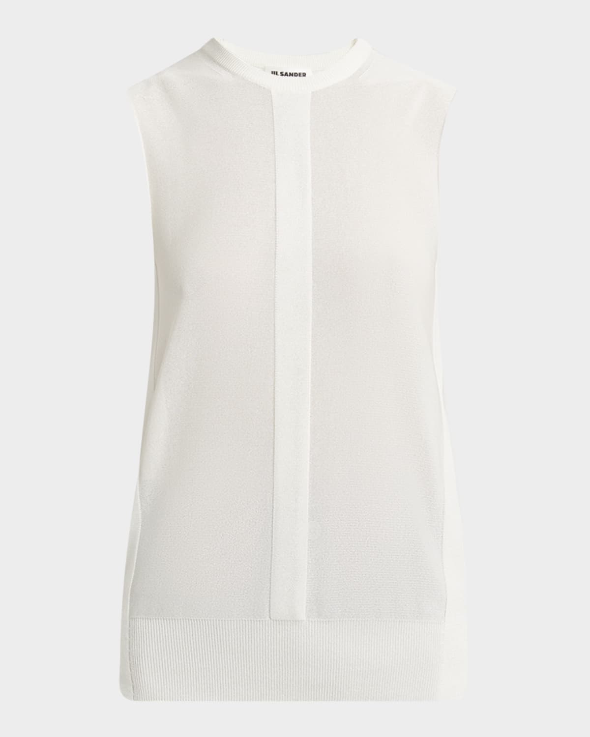 Jil Sander Stripe Knit Crewneck Vest In Chalk