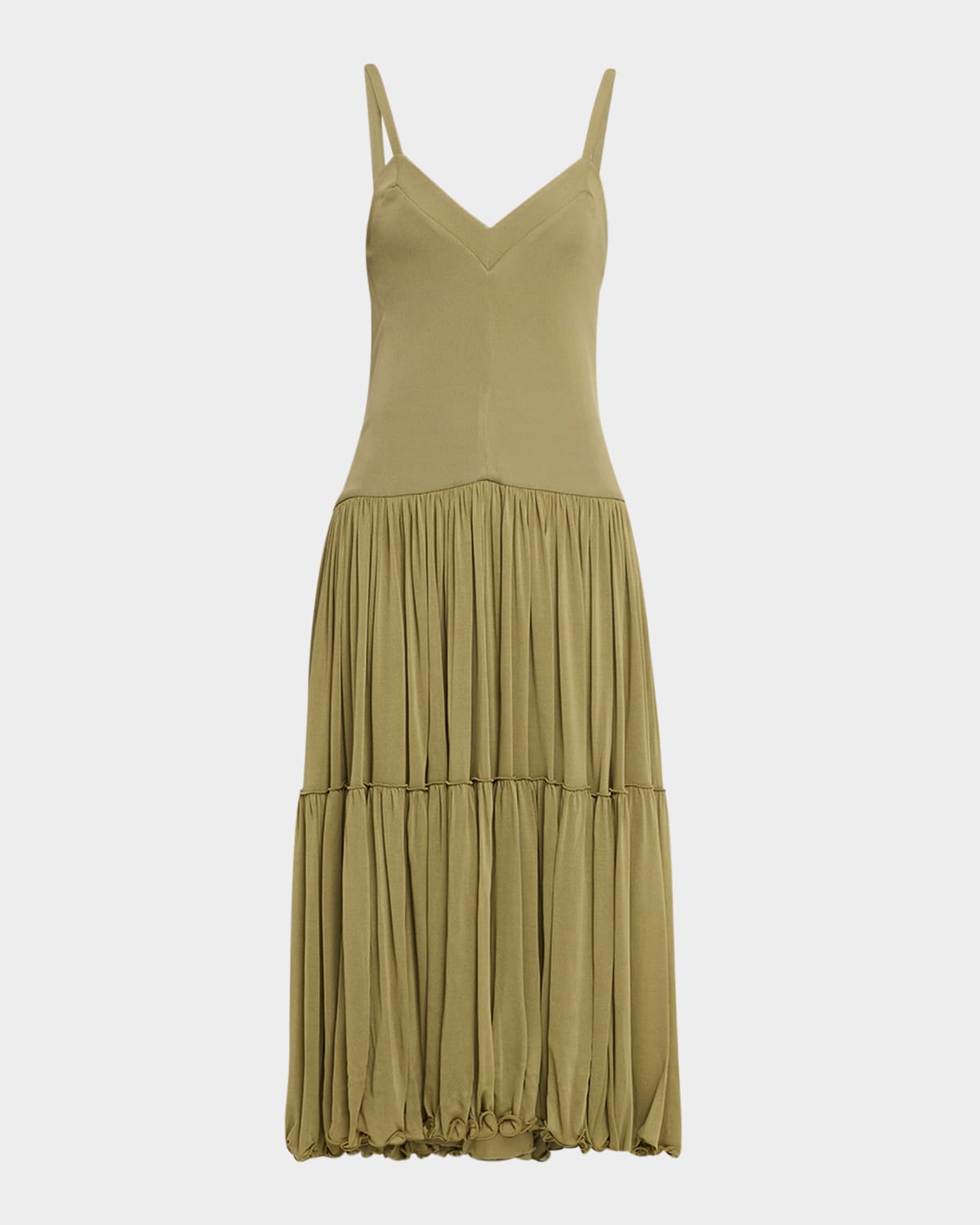Jil Sander Sleeveless Drop-Waist Tiered Midi Dress