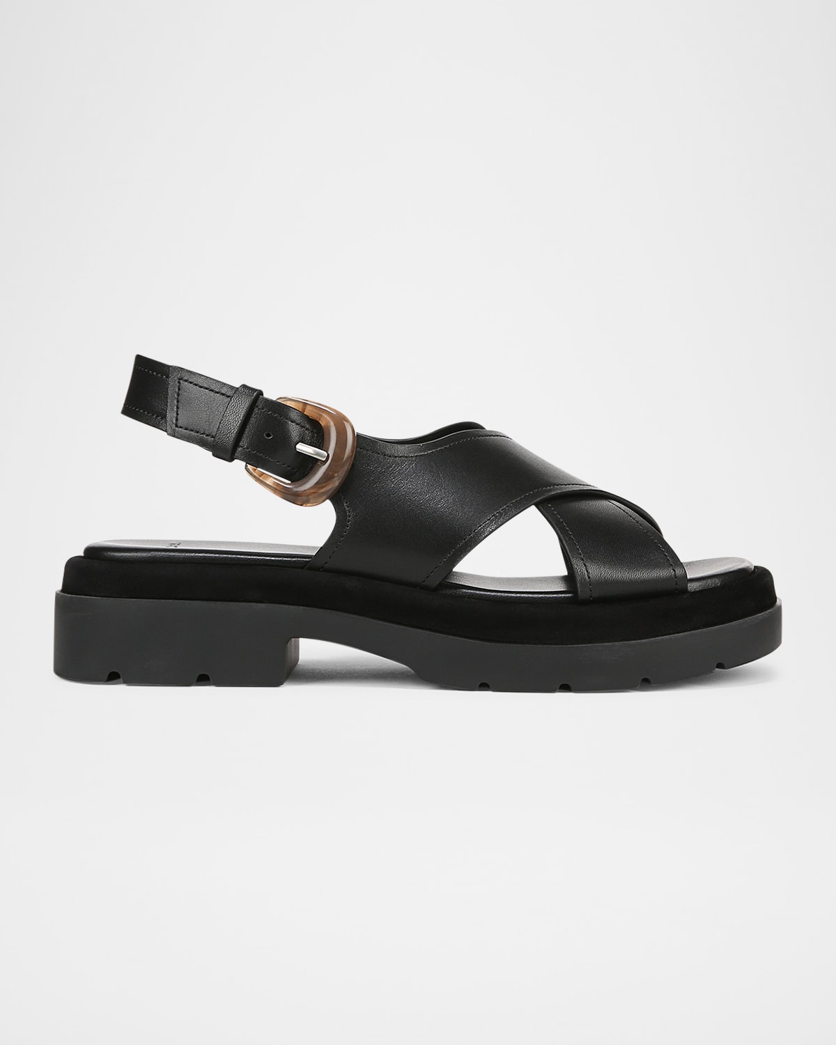 Vince Helena Leather Crisscross Slingback Sandals In Black Leather