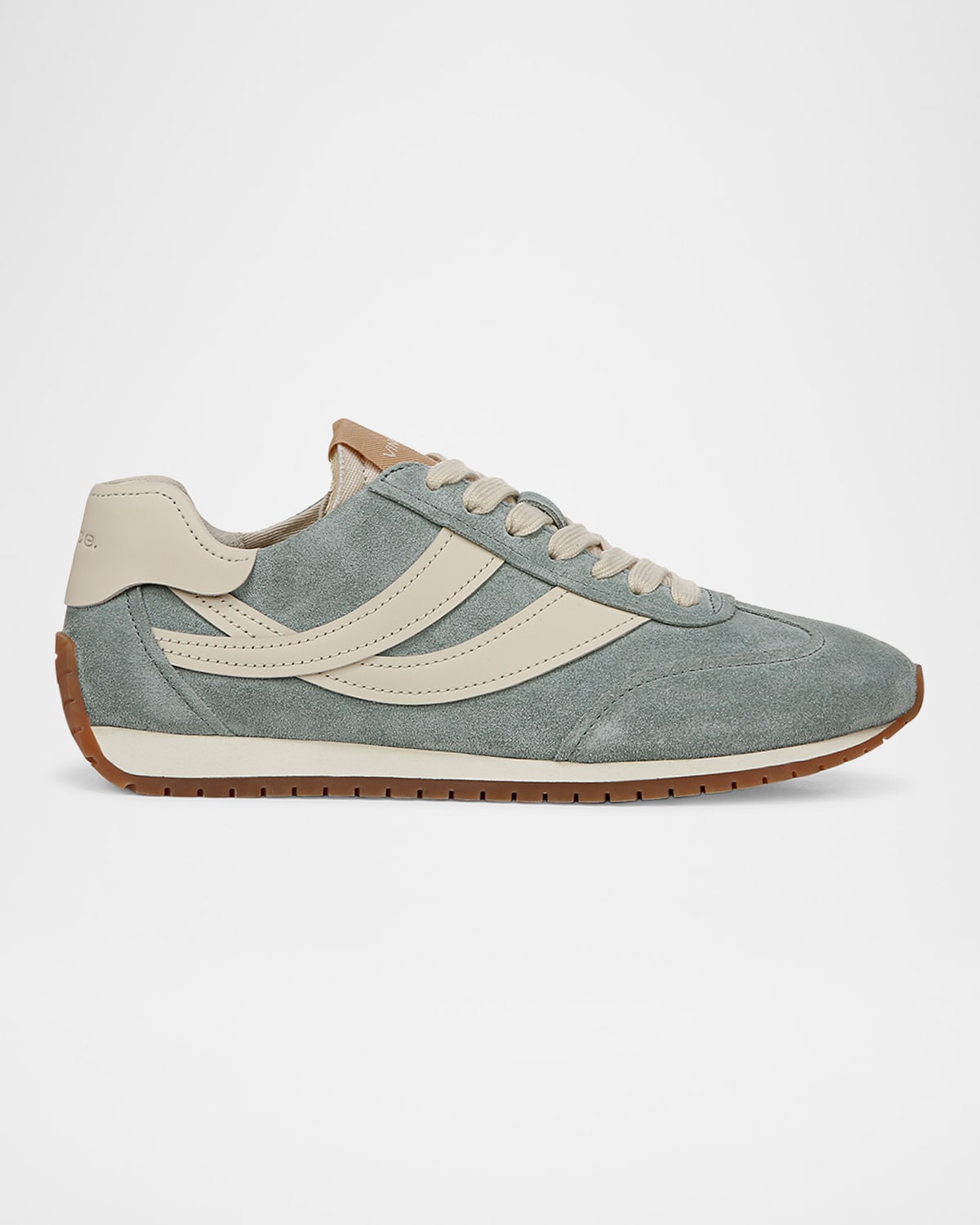 Vince Oasis Bicolor Leather Runner Sneakers In Bitter Sage Green/white Leather