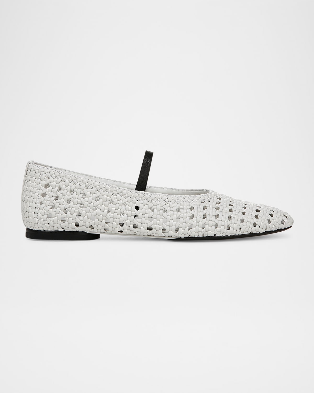 Vince Vivian Mary Jane Flat In White Woven Leather