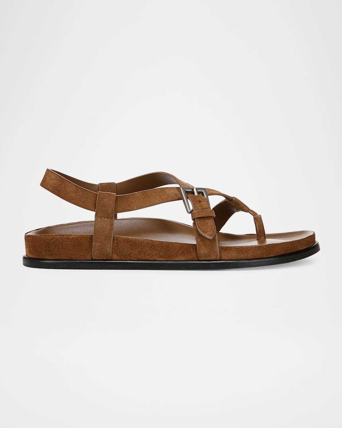 Vince Franca Suede Strappy Sandals In Elm Wood Brown Suede
