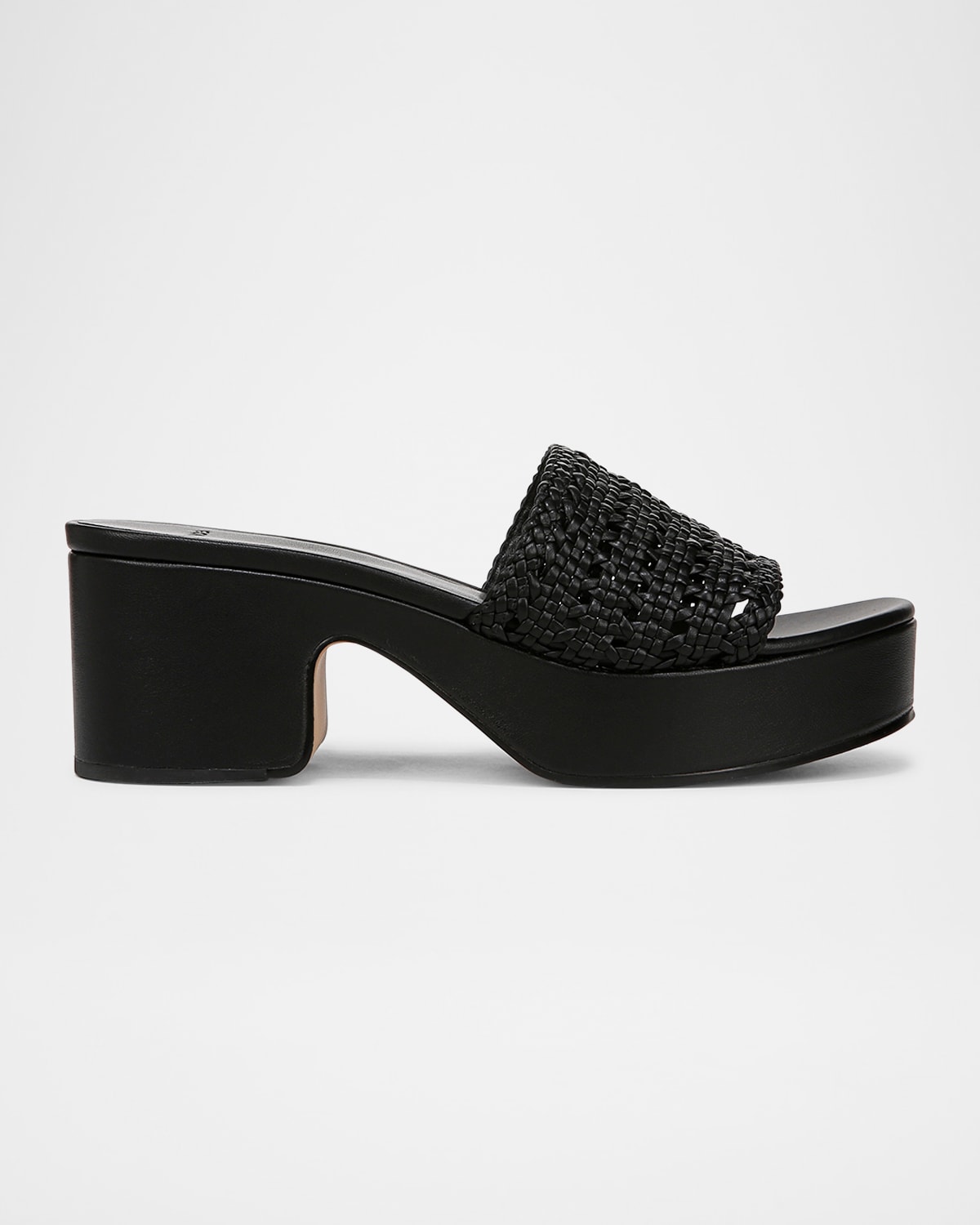 Vince Margo Crochet Leather Platform Sandals In Black Leather