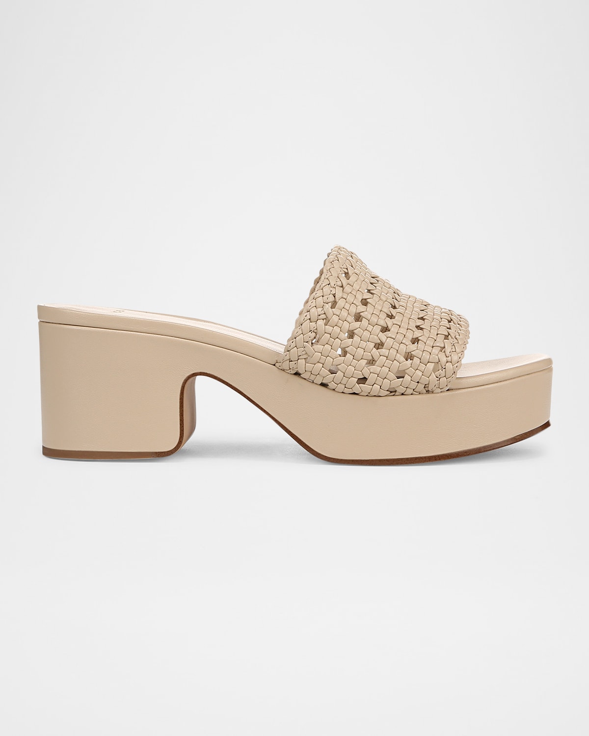 Vince Margo Crochet Leather Platform Sandals In Birch Sand