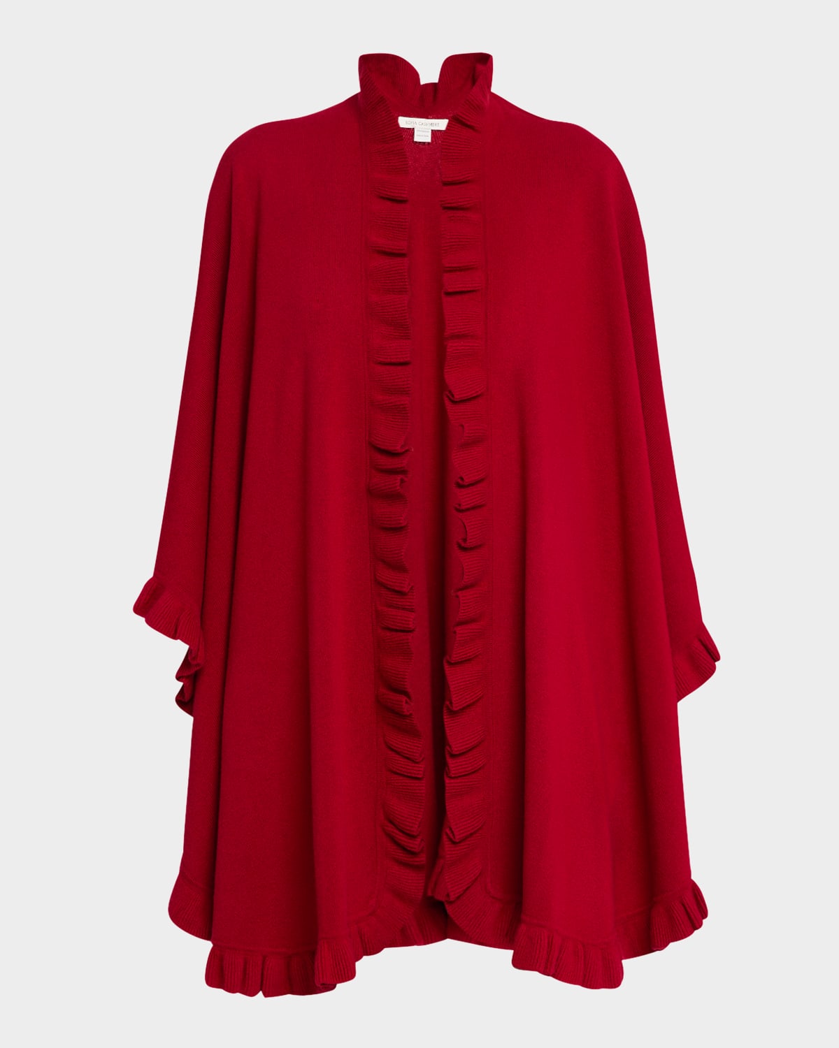 Sofia Cashmere Ruffle-trim Cashmere Cape In Red