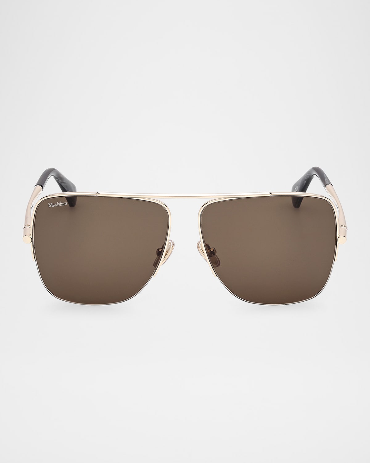Max Mara Women's Gold & Roviex Modified Aviator Sunglasses In Gldogrn