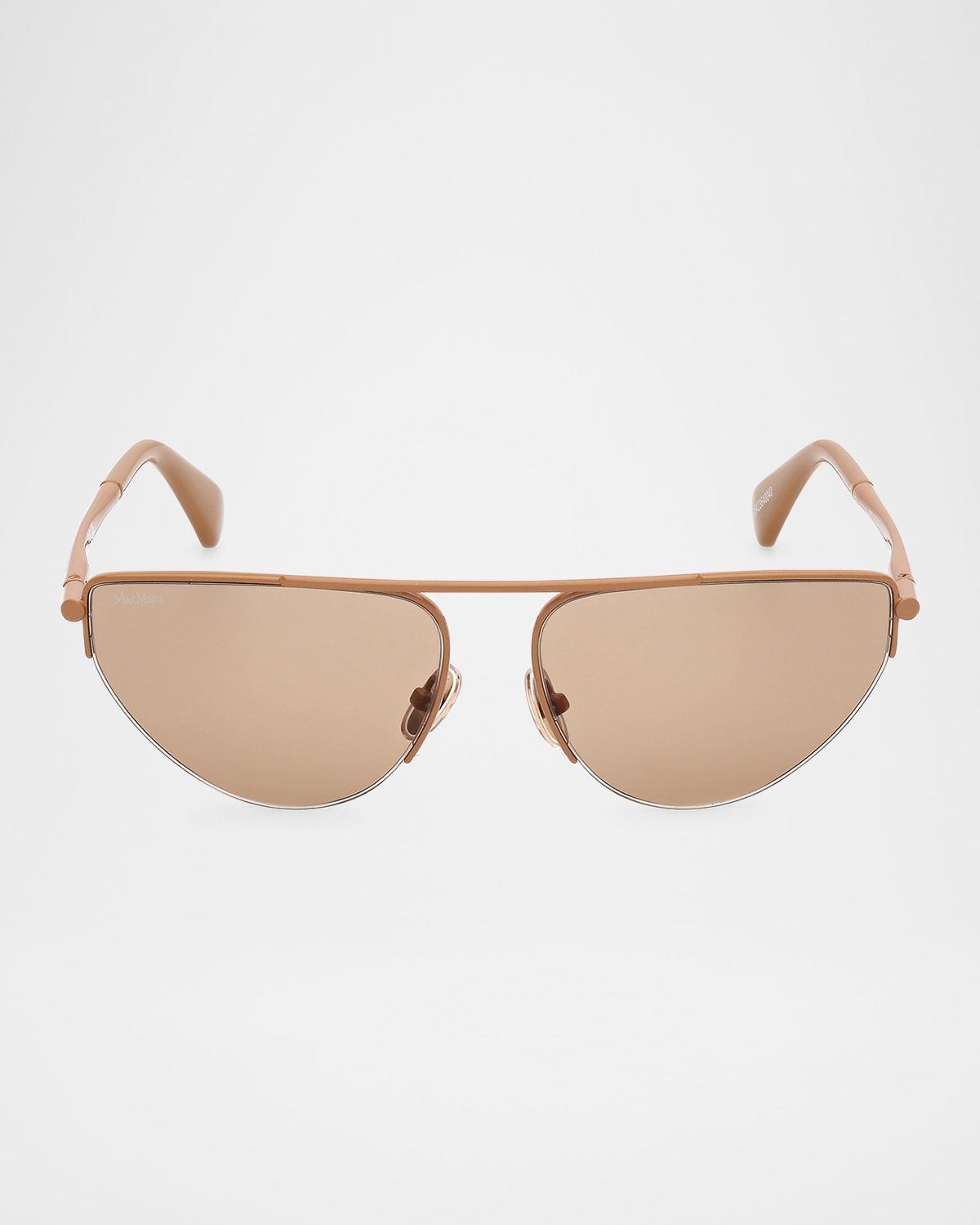 Max Mara Women's Shiny Light Brown Half-rim Cat-eye Sunglasses In Lbrnobrn