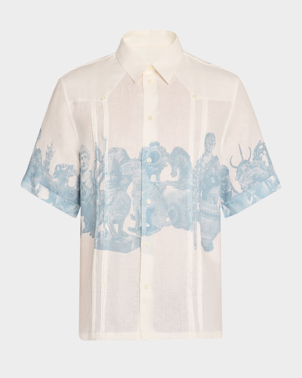 Givenchy Men's Objects Printed Sport Shirt In Blue/white