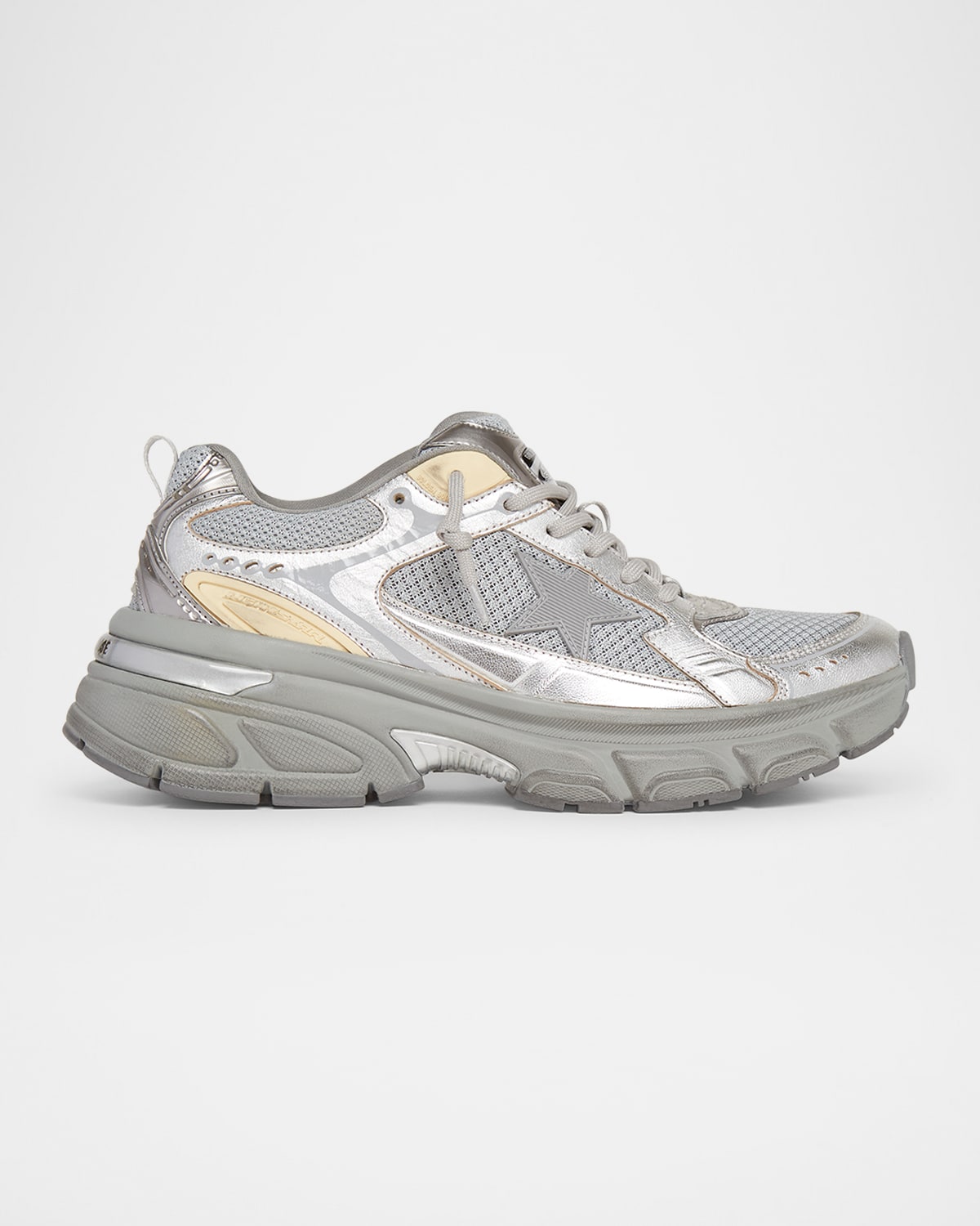 Golden Goose Lightstar Net Metallic Leather Runner Sneakers