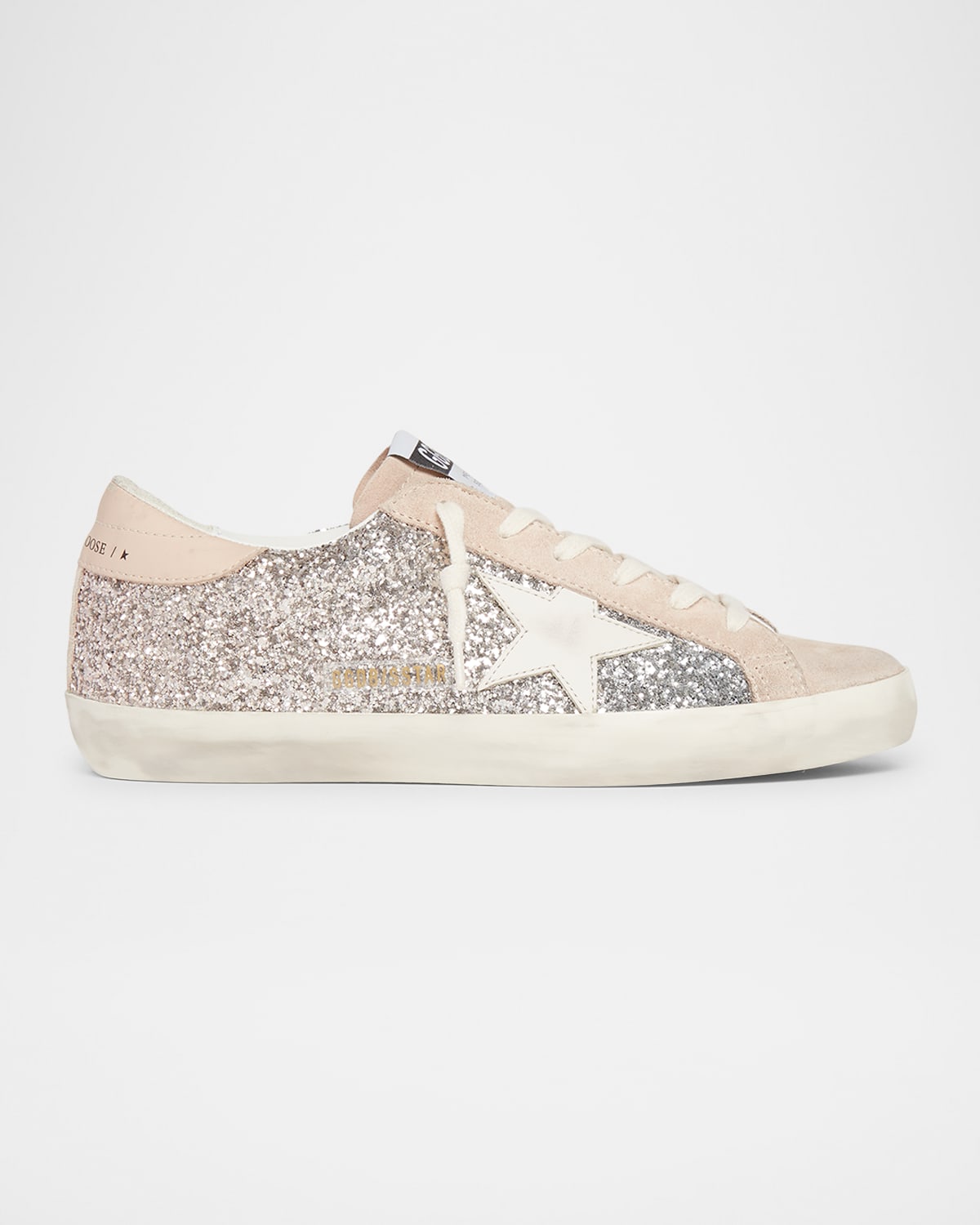 Golden Goose Superstar Glitter Leather Low-top Sneakers In Silver/pink/light Pi