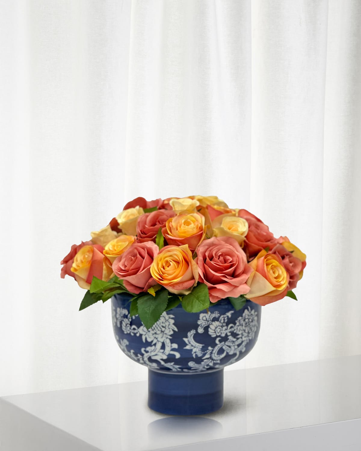 Winward Home Rose 11.5" Faux Bouquet In Porcelain Bowl In Multicolor