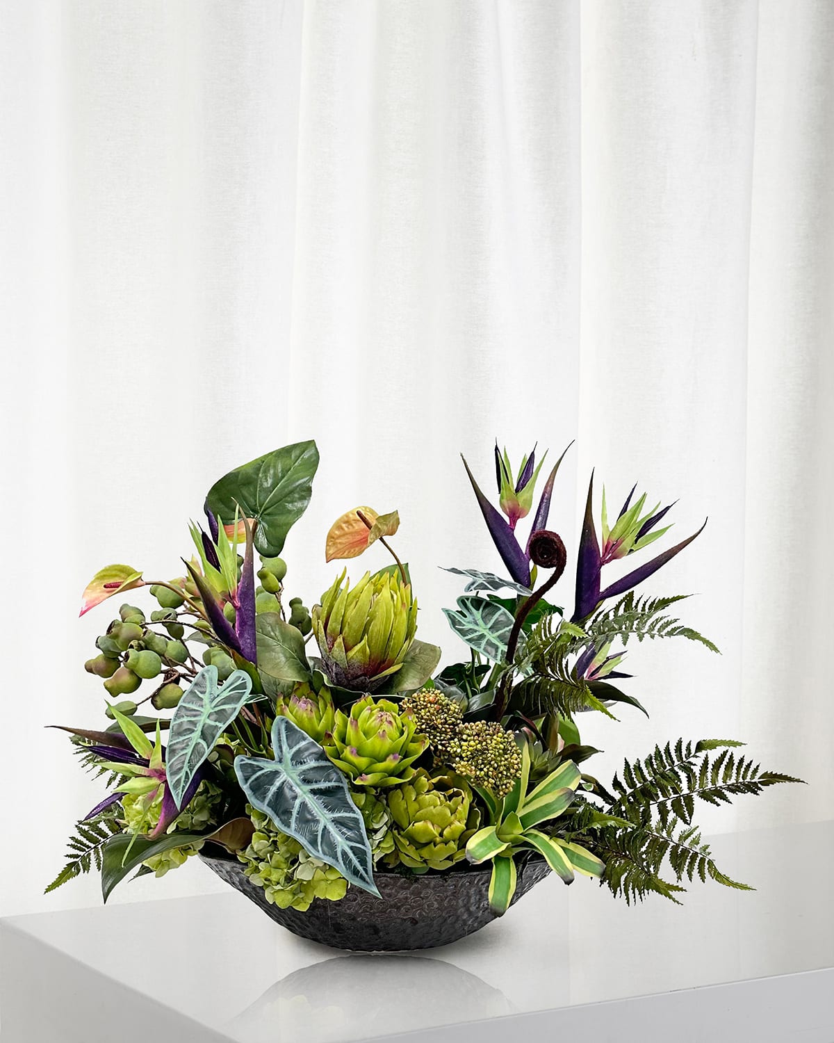 Winward Home Mixed Tropical 32" Faux Floral Arrangement In Terracotta Bowl In Multicolor