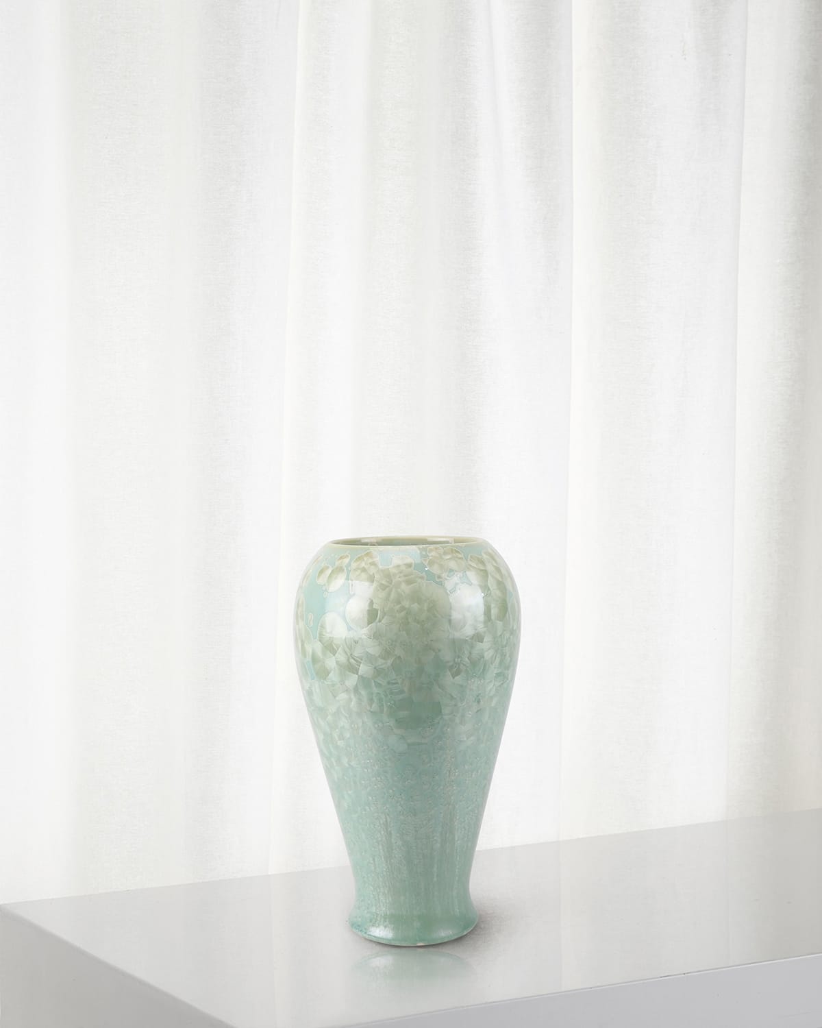 Winward Home Crystal Glaze Porcelain Vase, 13" In Light Green