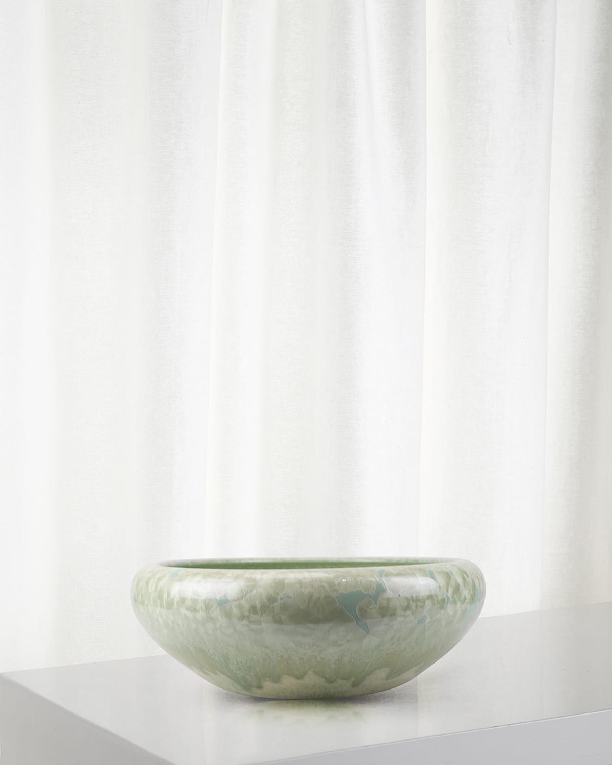 Winward Home Crystal Glaze Porcelain Bowl, 17" In Light Green