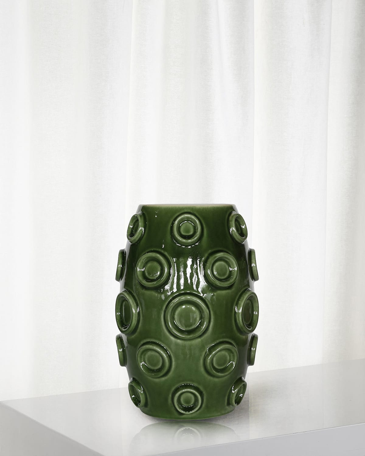 Winward Home Vase With Circles, 12" In Green