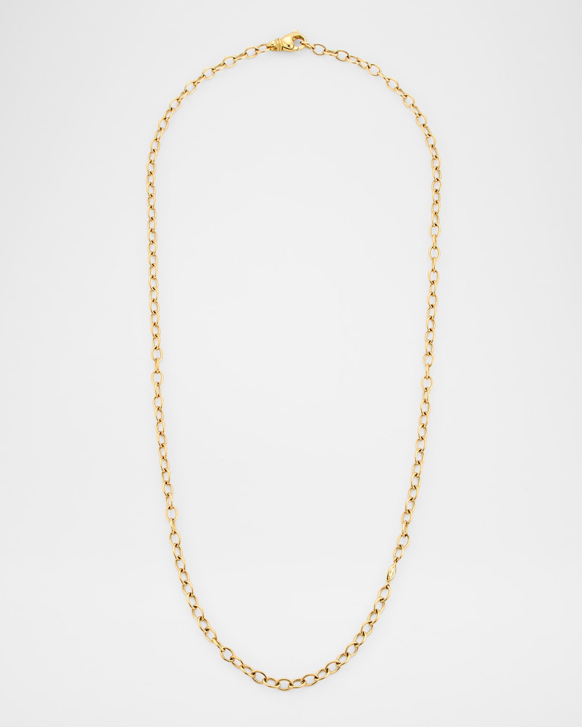 18K Yellow Gold Oval Link Chain Necklace with One Diamond