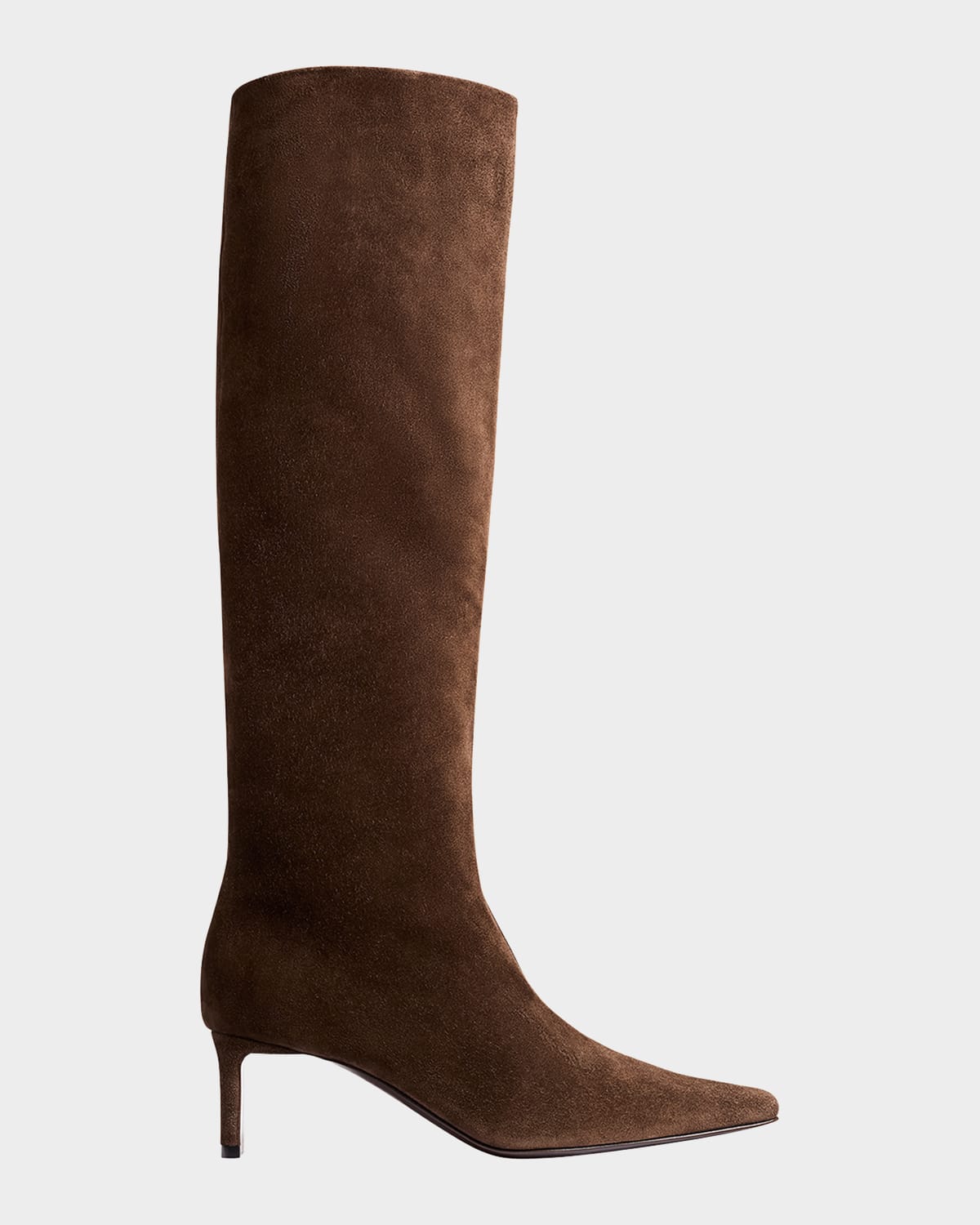 Khaite Ona Suede Stiletto Knee Boots In Ebano