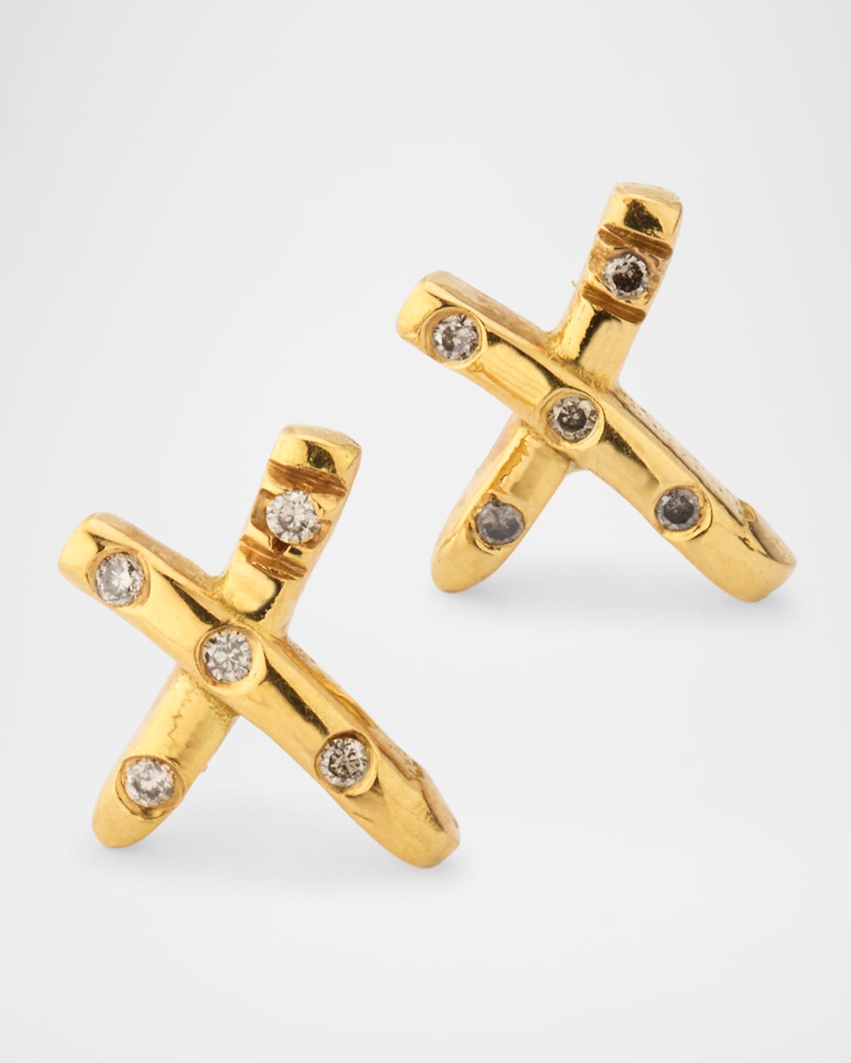 Debra Navarro 18K Yellow Gold Crossroads Diamond Stud Earrings