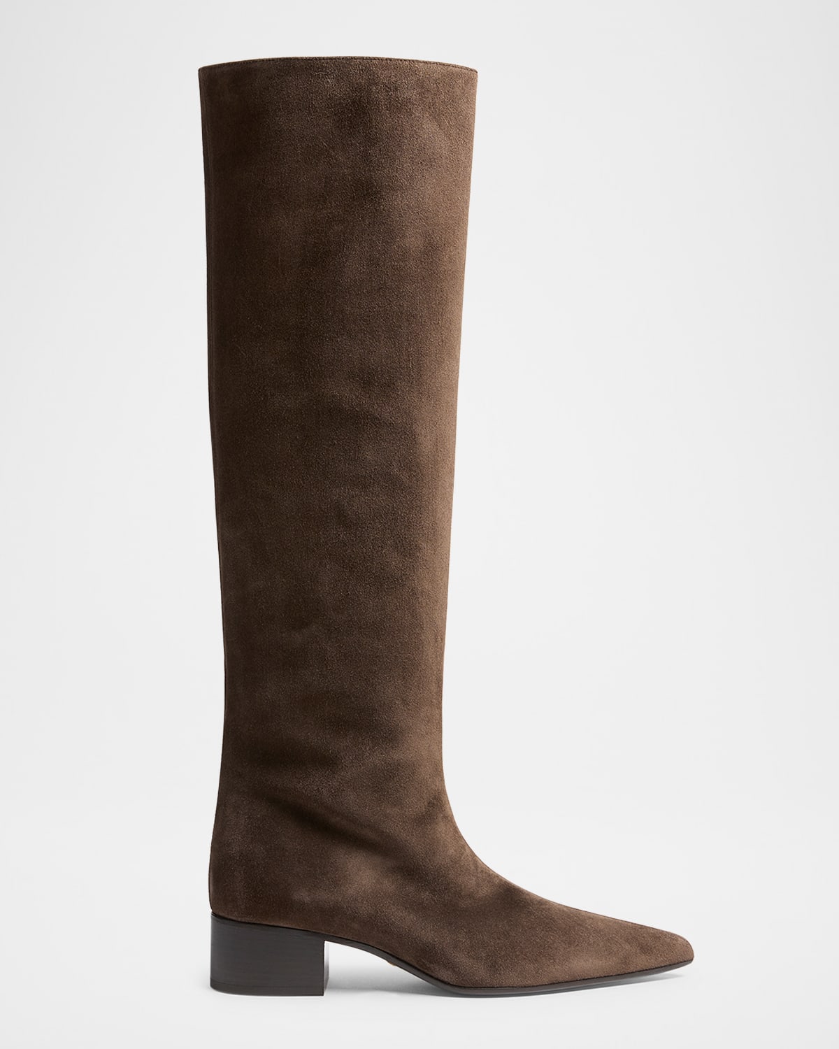 Khaite Andee Suede Knee Boots In Brown
