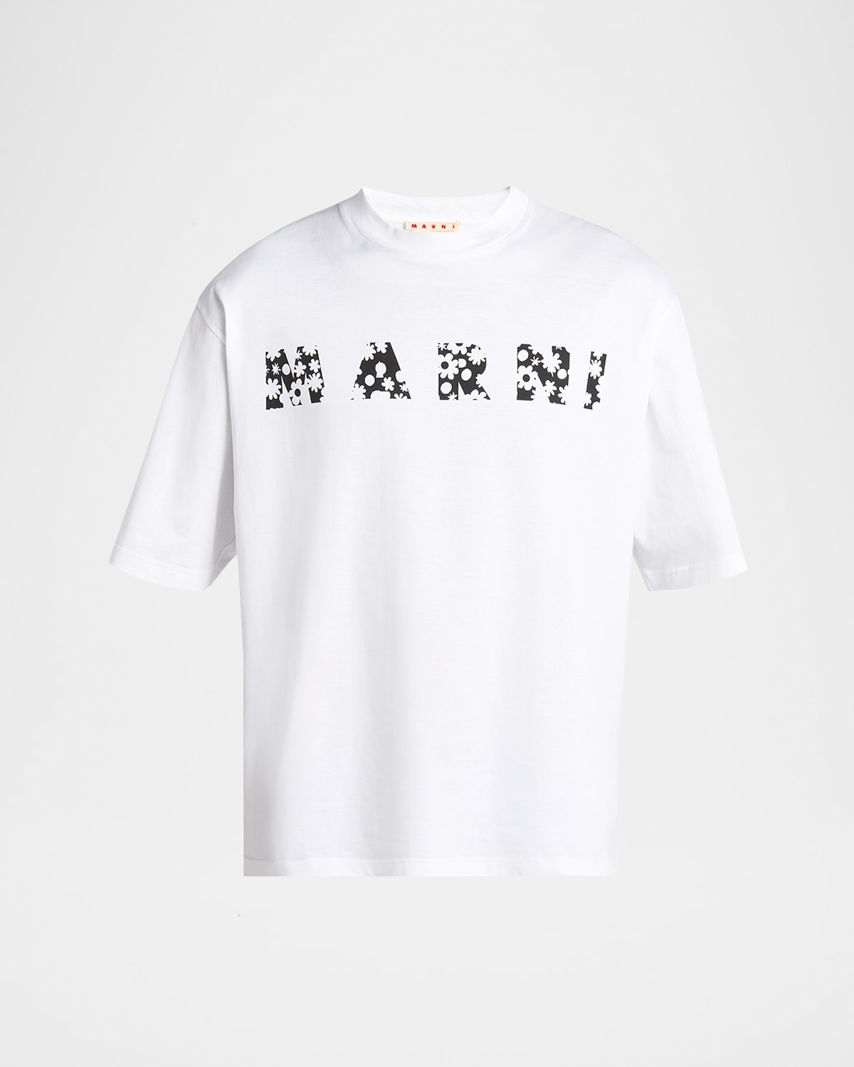 Shop Marni Men's Floral Logo T-shirt In Lily/white