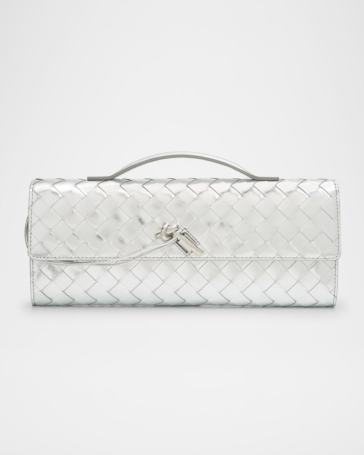 Bottega Veneta Andiamo Long Clutch Bag In Silver