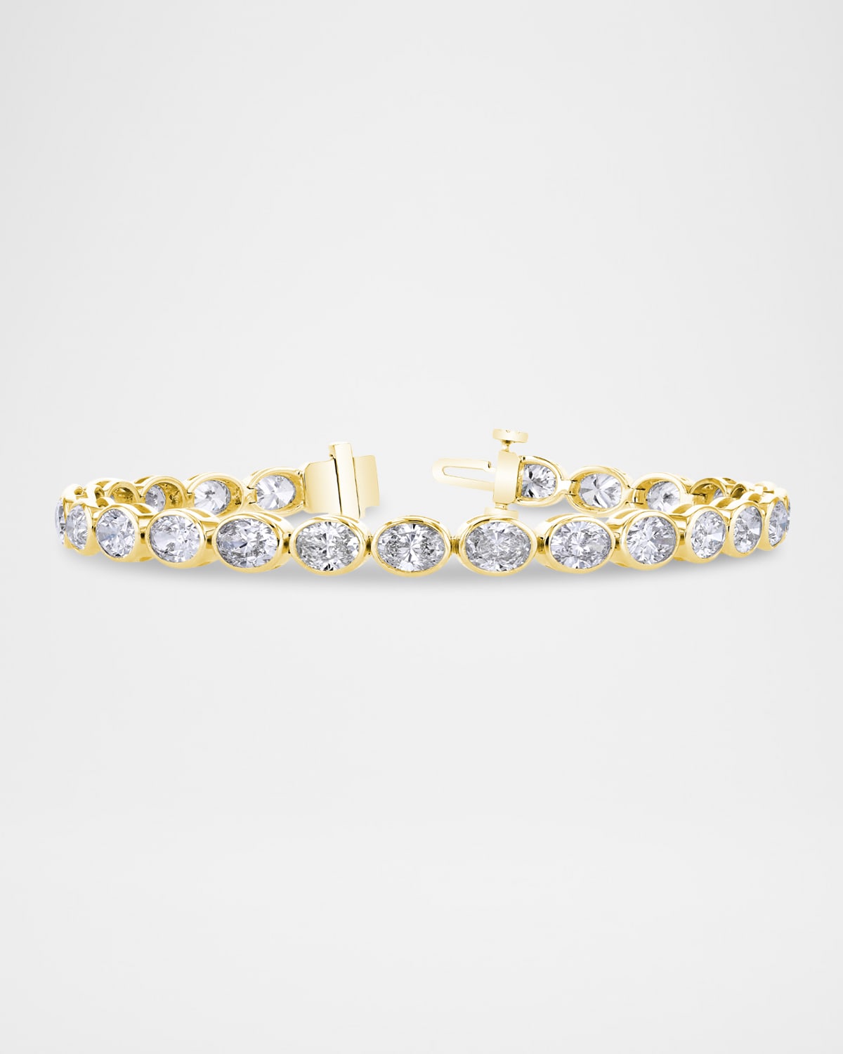 x Danielle Klein 18K Gold East-West Bezel-Set Oval Diamond Bracelet, 7"L, 10.00tcw