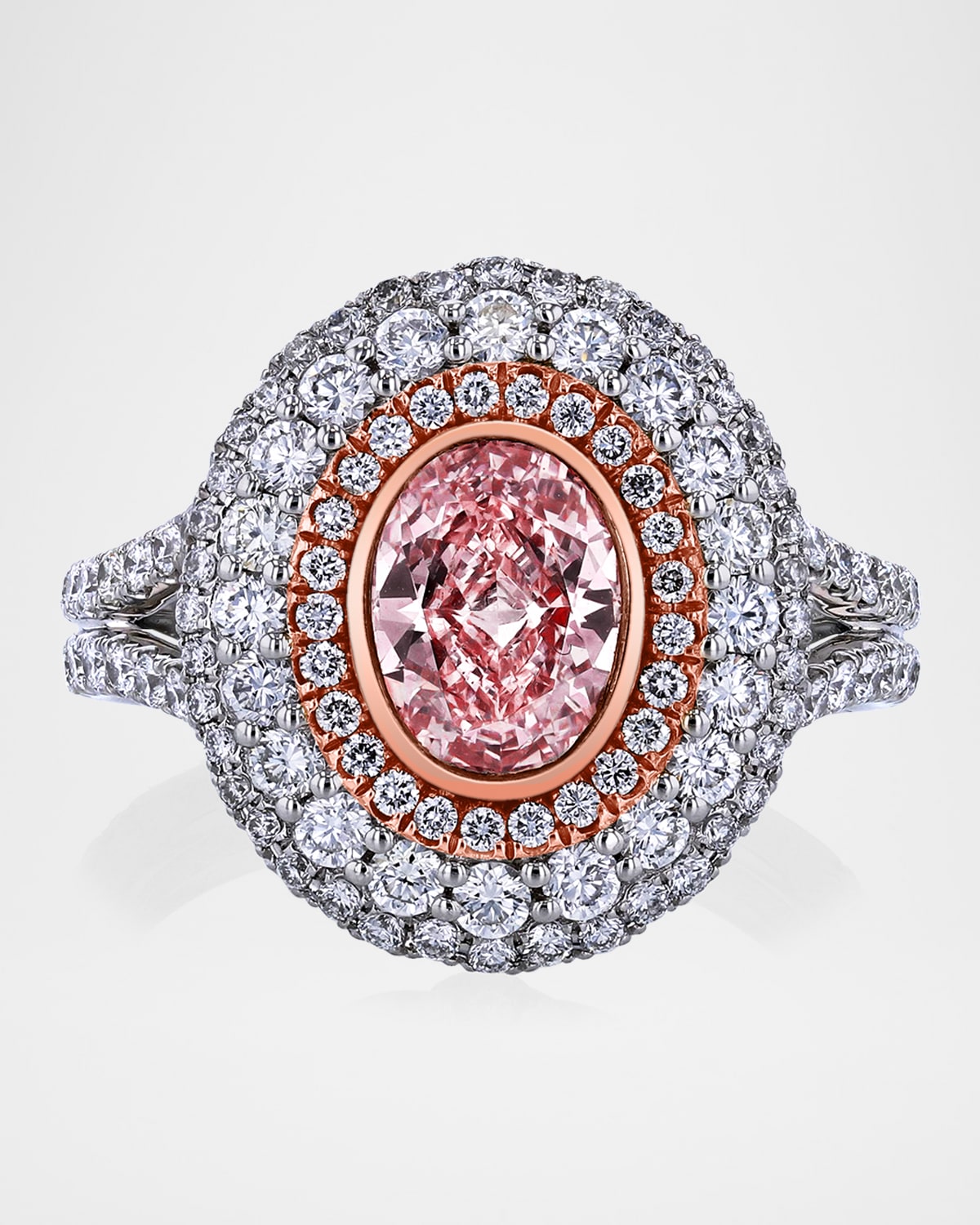 Platinum and 18K Rose Gold Diamond Statement Ring, Size 6.5, 2.18tcw