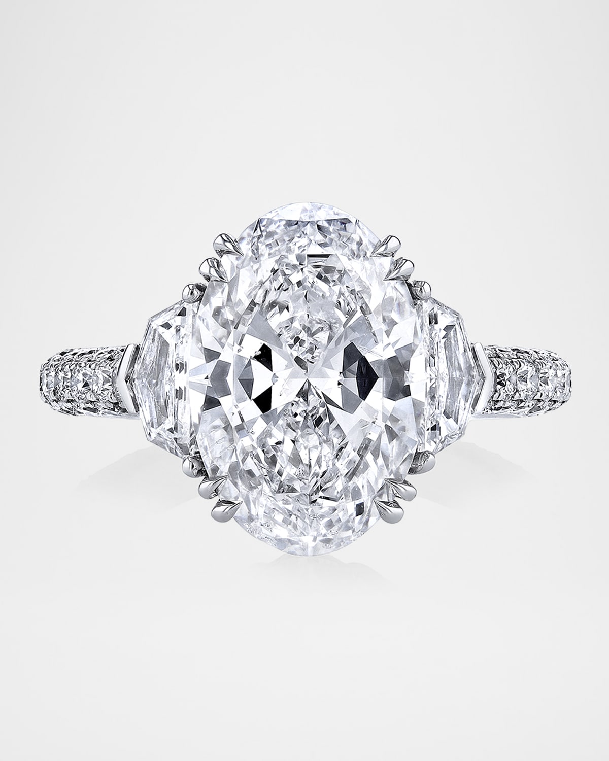 Platinum Oval Diamond Statement Ring, Size 6.5, 5.38tcw