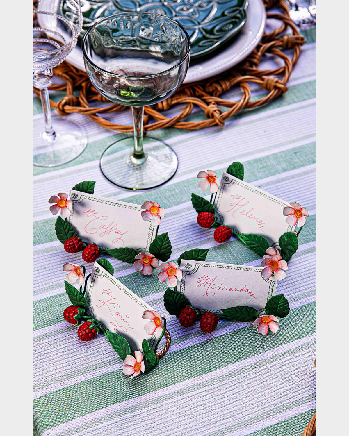 Juliska Meadow Raspberry Set Of 4 Card Holders In Multi