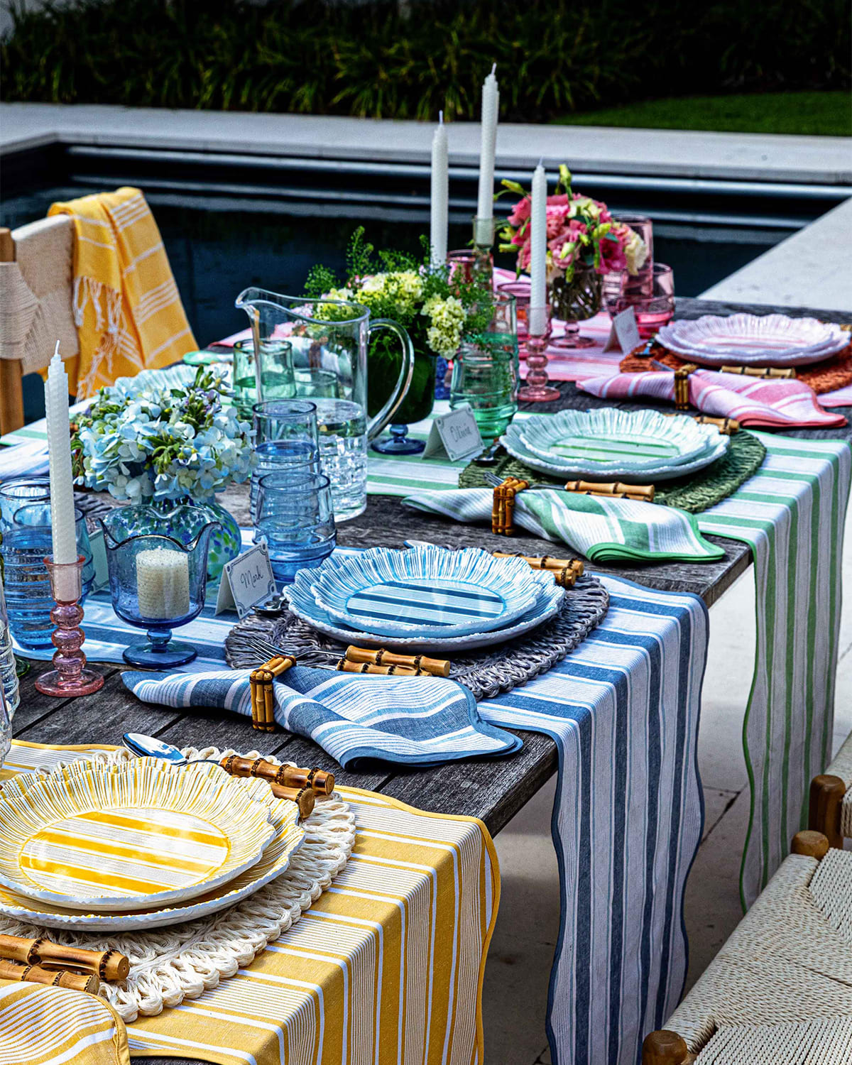 Juliska Cabana Stripe Melamine Assorted Dinner Plates, Set Of 4 In Multi