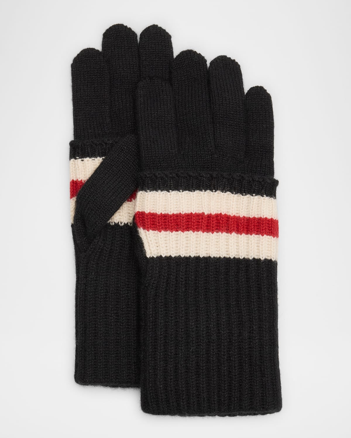 Brunello Cucinelli Striped Cashmere Gloves In Cwk68 Black