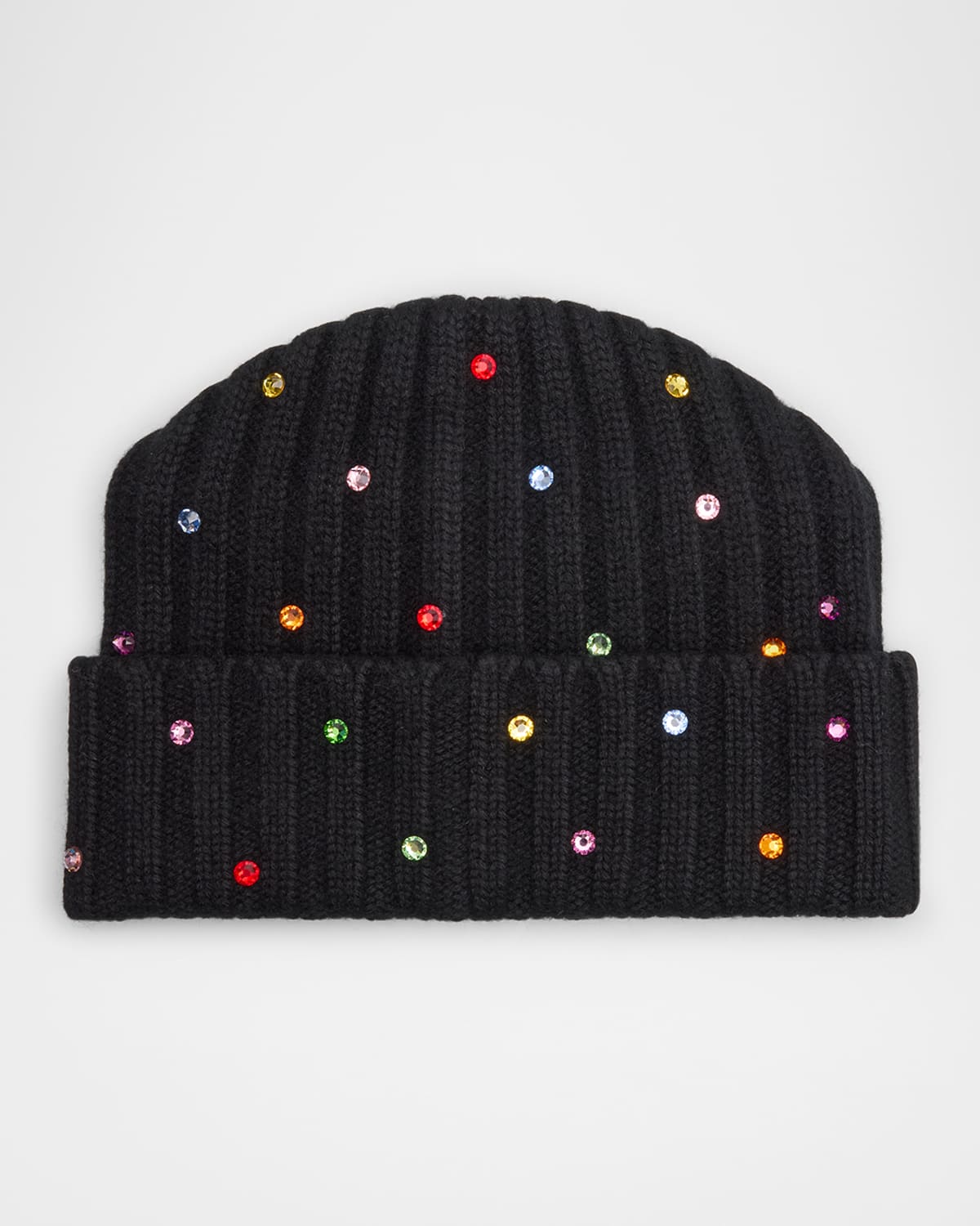 Ribbed Cashmere Crystal Beanie