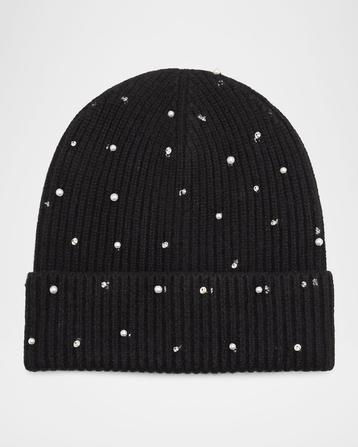 Cashmere Embellished Ribbed Beanie
