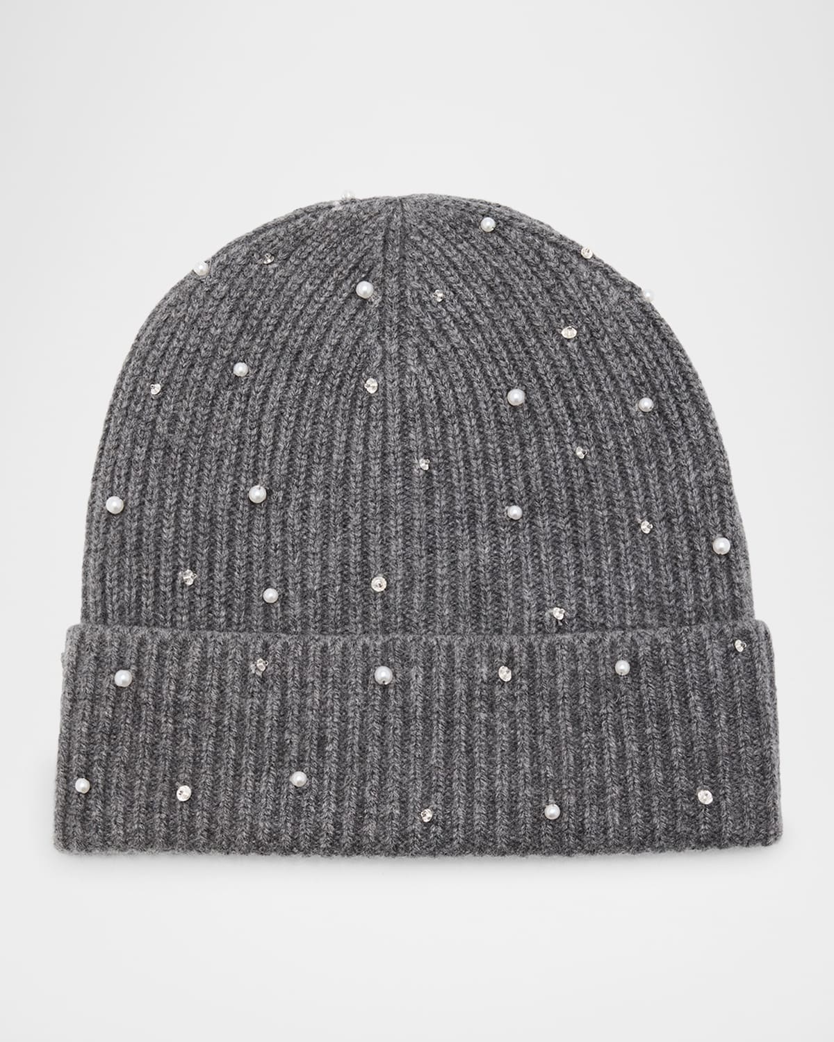 Cashmere Embellished Ribbed Beanie