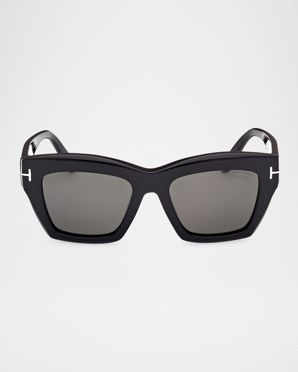 Tom Ford Luna Polarized Butterfly Sunglasses In Shiny Black