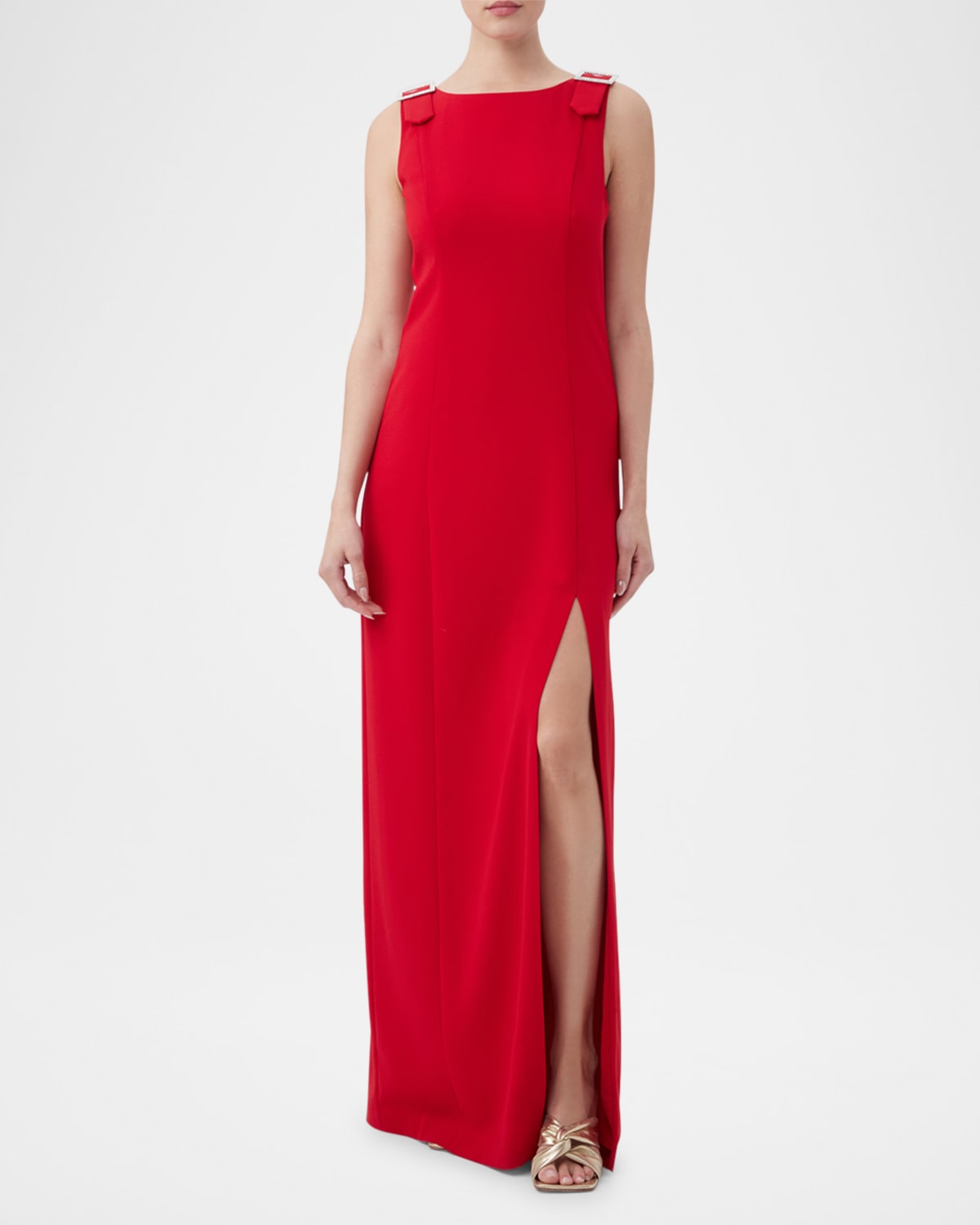 Nevie Buckle-Embellished Sleeveless Gown