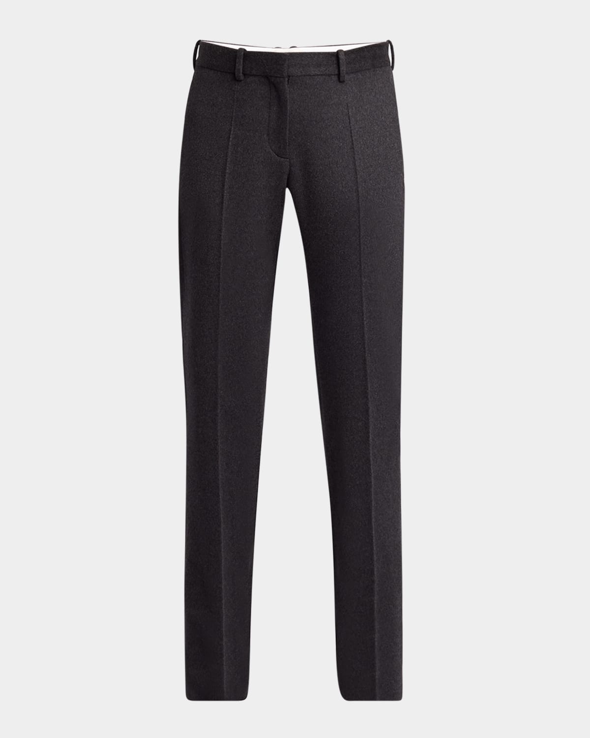 The Row Selvie Brushed Cashmere-silk Straight-leg Pants In Charcoal Melange