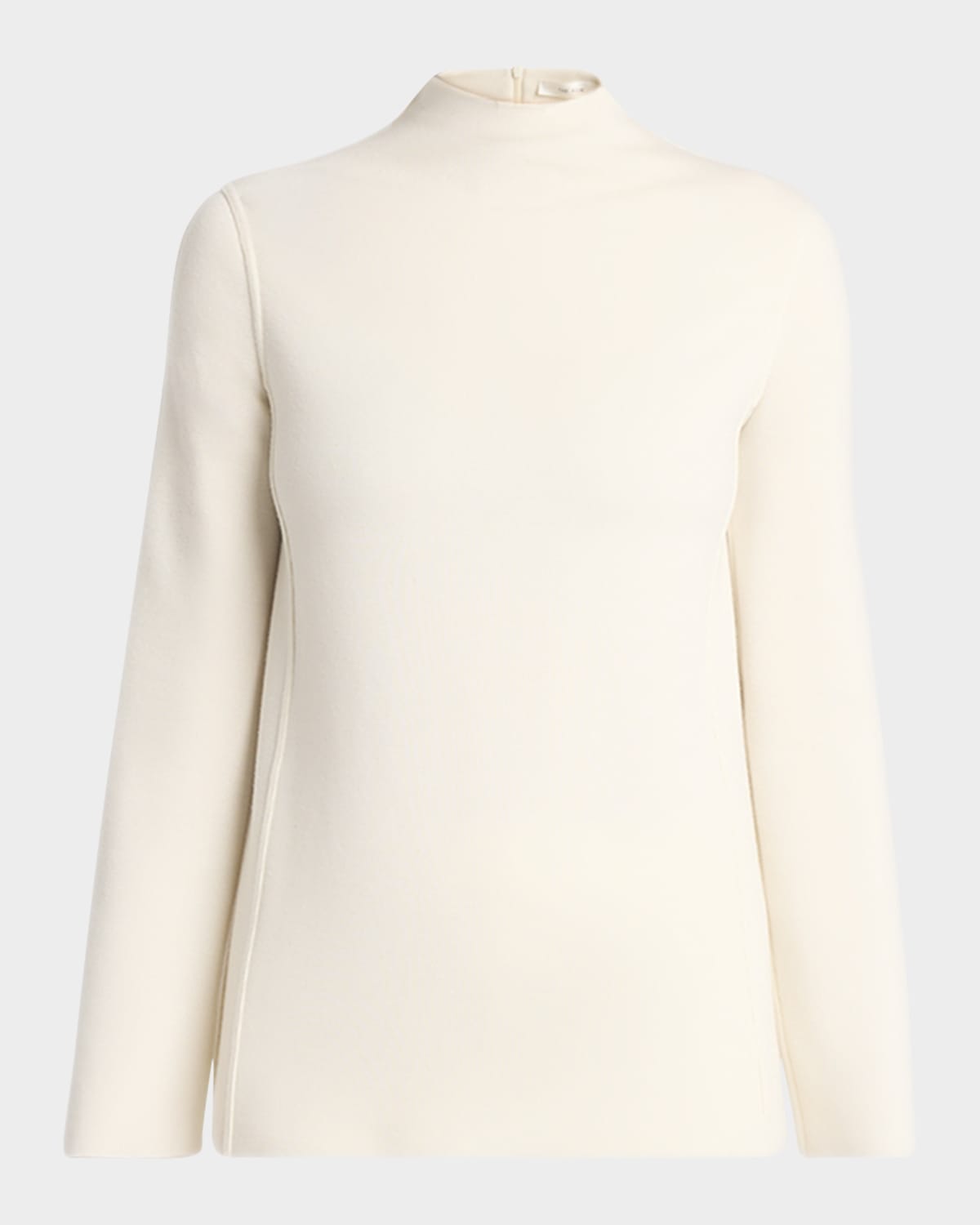 The Row Ipero Funnel-neck Long-sleeve Cashmere Top In Off White