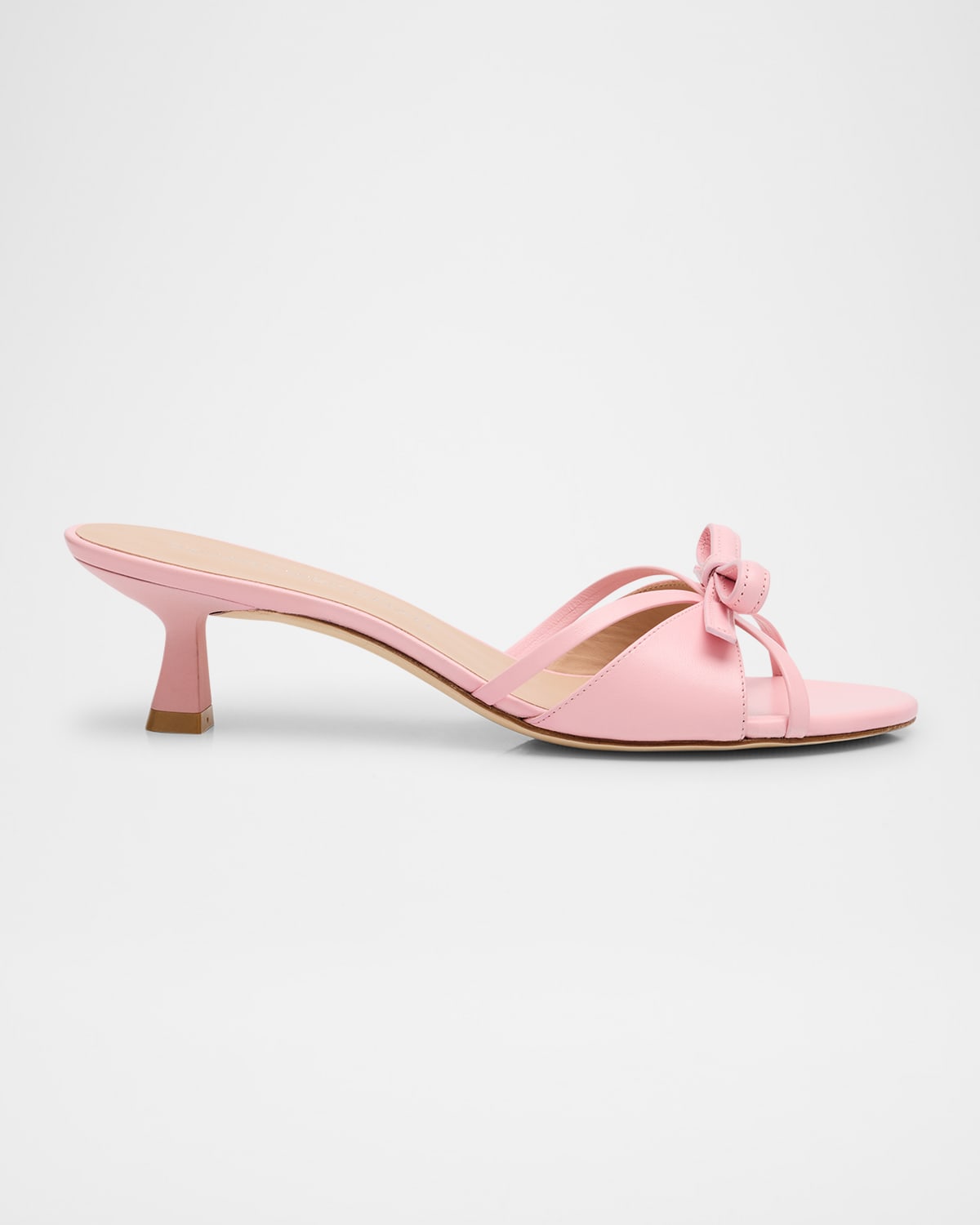 STUART WEITZMAN FELICITY LEATHER BOW KITTEN-HEEL MULES 