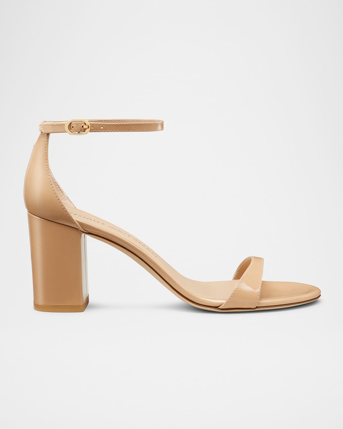 Stuart Weitzman Nudist Ii Leather Ankle-strap Sandals In Adobe