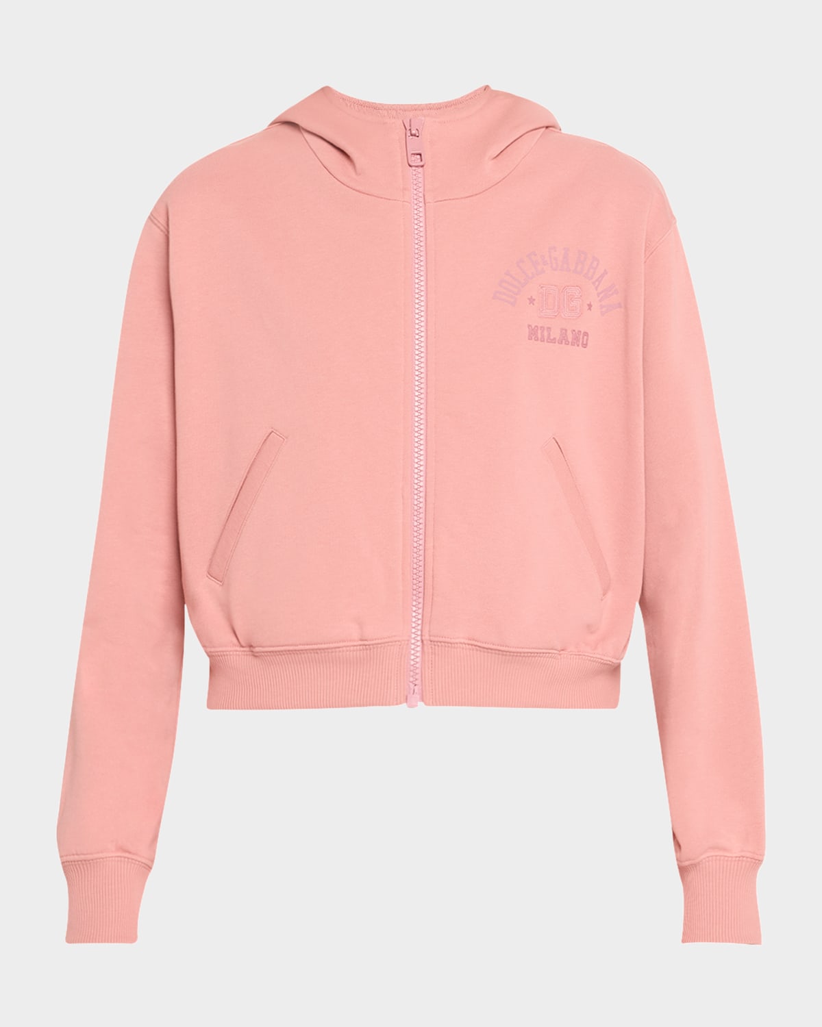 Dolce & Gabbana College Logo Zip-front Hoodie In Pastelpink