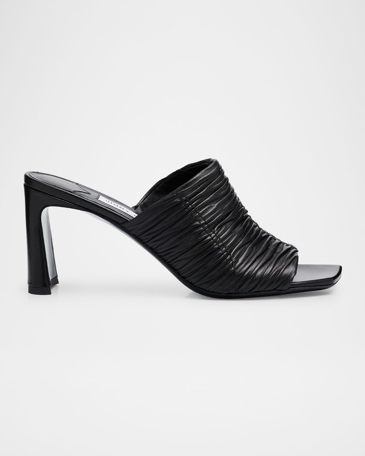 Jimmy Choo Lua Ruched Leather Mule Sandals In Black